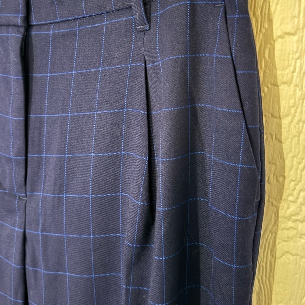 Nine West straight leg pleated plaid trousers 6 - Picture 5 of 8